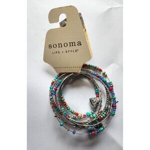 Sonoma Life + Style Multicolor Beaded Bangle Bracelet Set southwest red blue